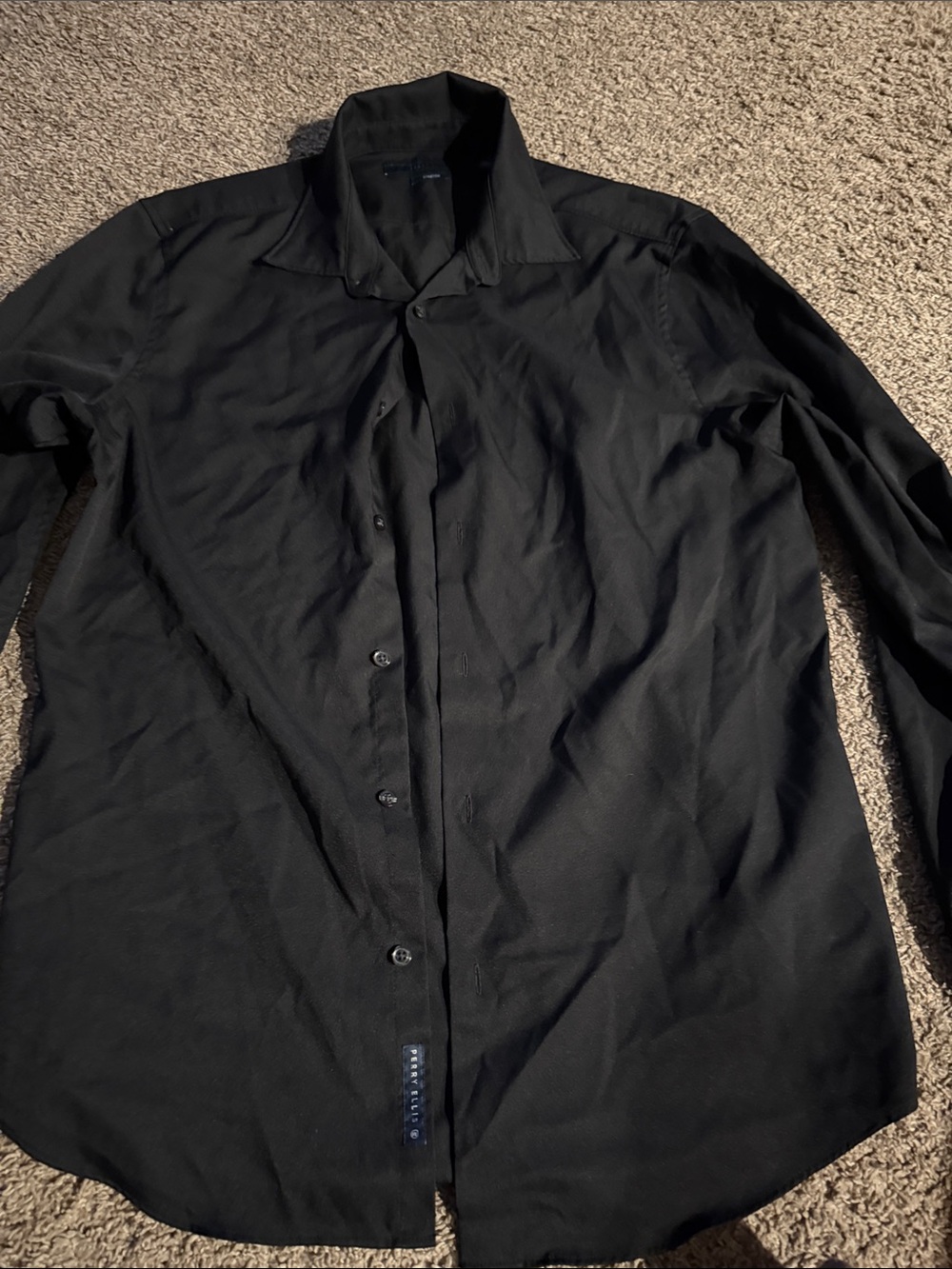 Perry Ellis Black Button-Up Shirt Jacket
